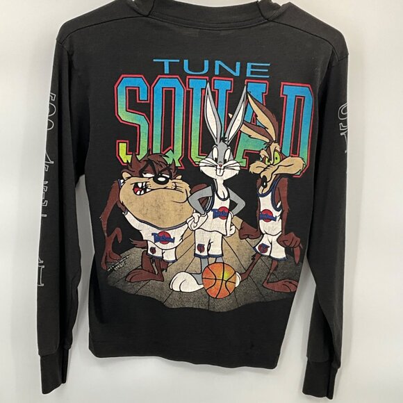 Space Jam Long Sleeve Tune Squad Graphic Tee L Black Cotton/Polyester Warner Bro - Picture 1 of 7